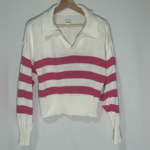 Arlo Polo Sweater in Flamingo & White Stripe
PISTOLA - large - Picture 2 of 4